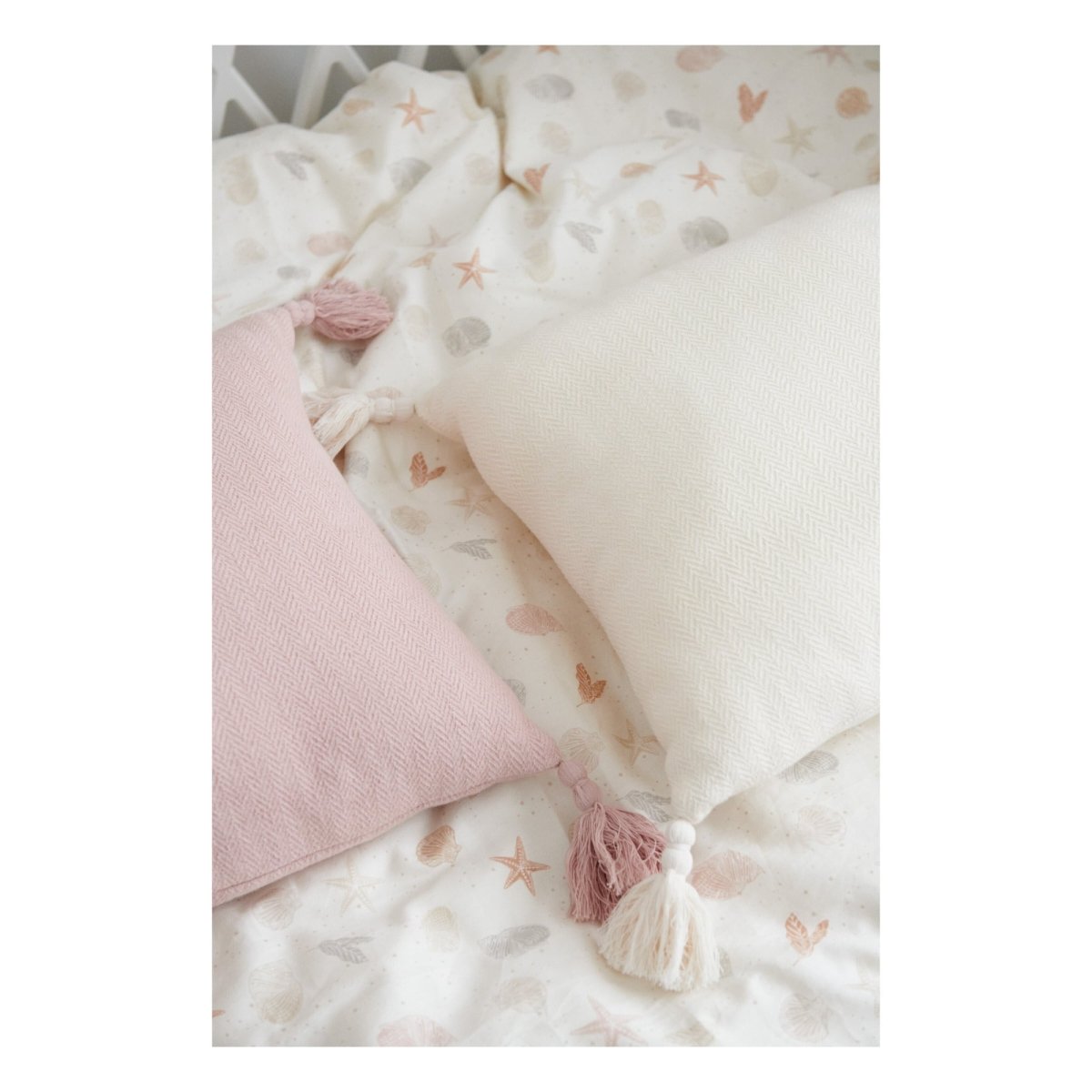 CAM CAM - Coussin À Chevrons - Blanc Cassé