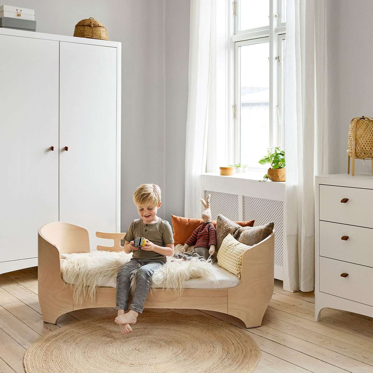 LEANDER - Lit Bébé - Junior Évolutif, Classic, Cérusé