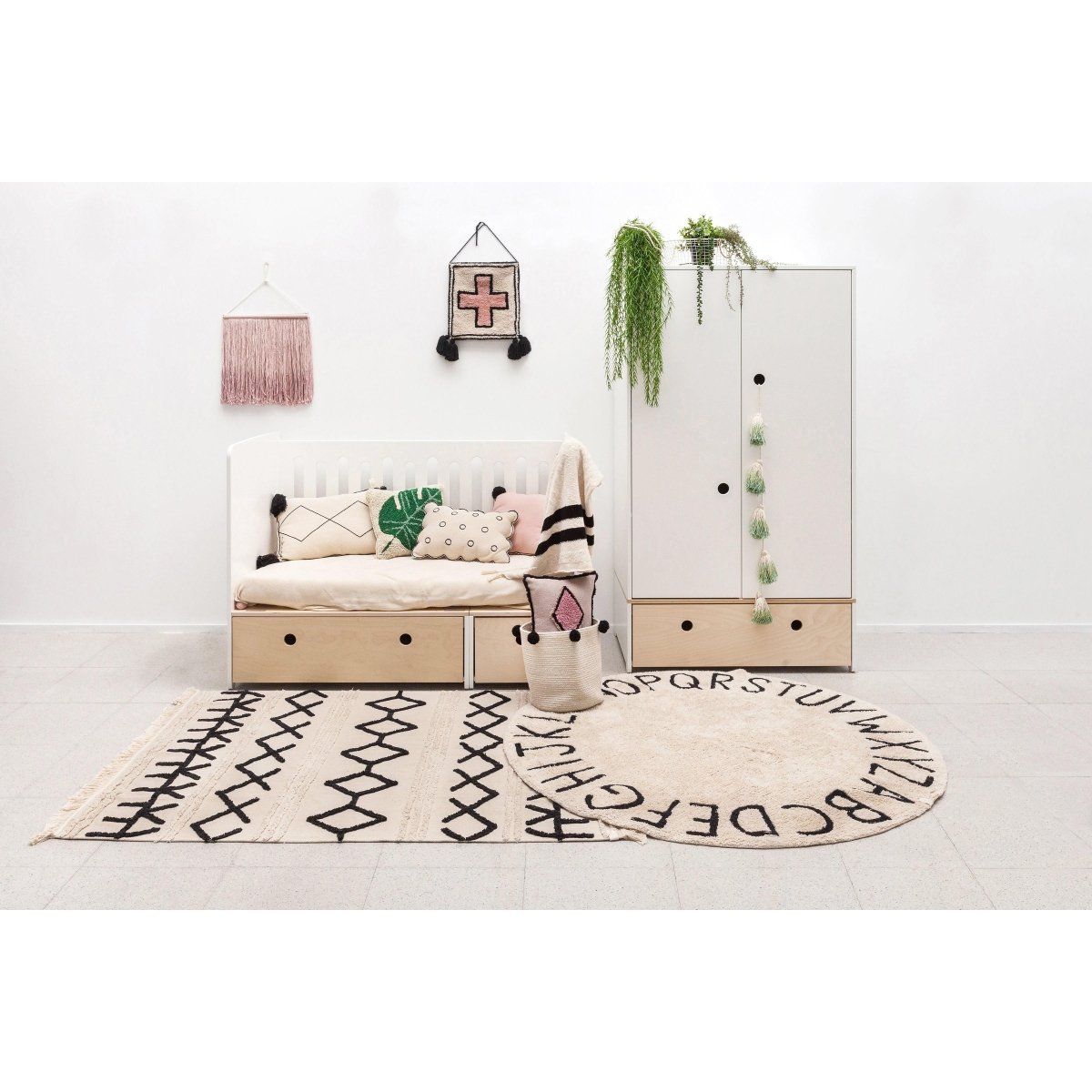 LORENA CANALS - Tapis Lavable Abc Natural Black Ø150 cm