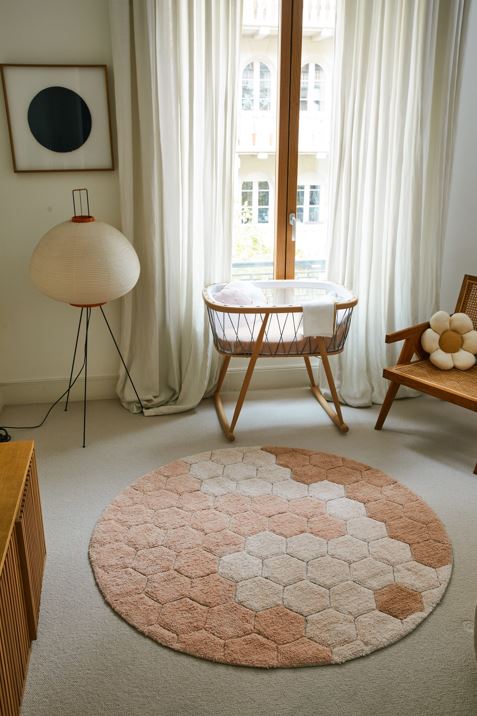 LORENA CANALS - Tapis Lavable Rond Nid D'abeille Rose