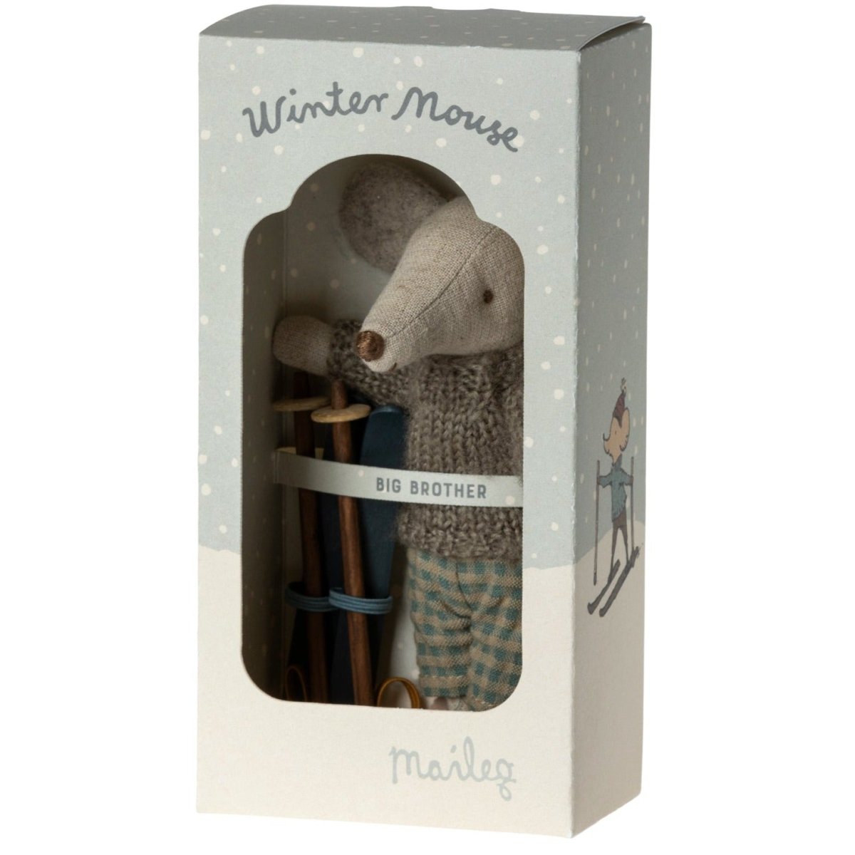 MAILEG - Souris d'hiver Avec Set de Ski, Grande Frère