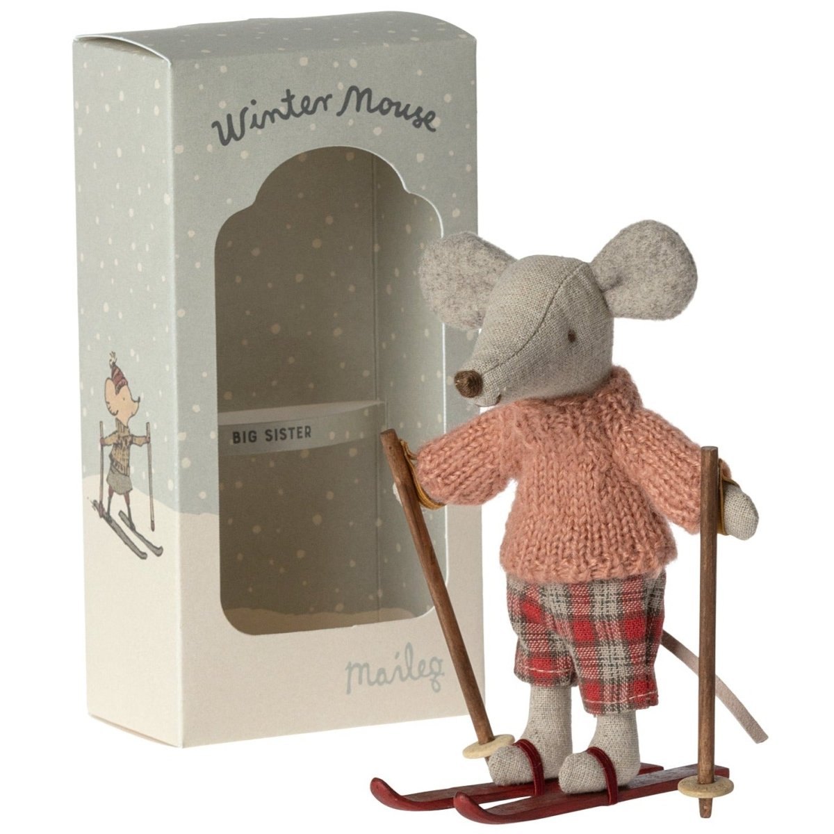 MAILEG - Souris d'Hiver Avec Set de Ski, Grande Soeur