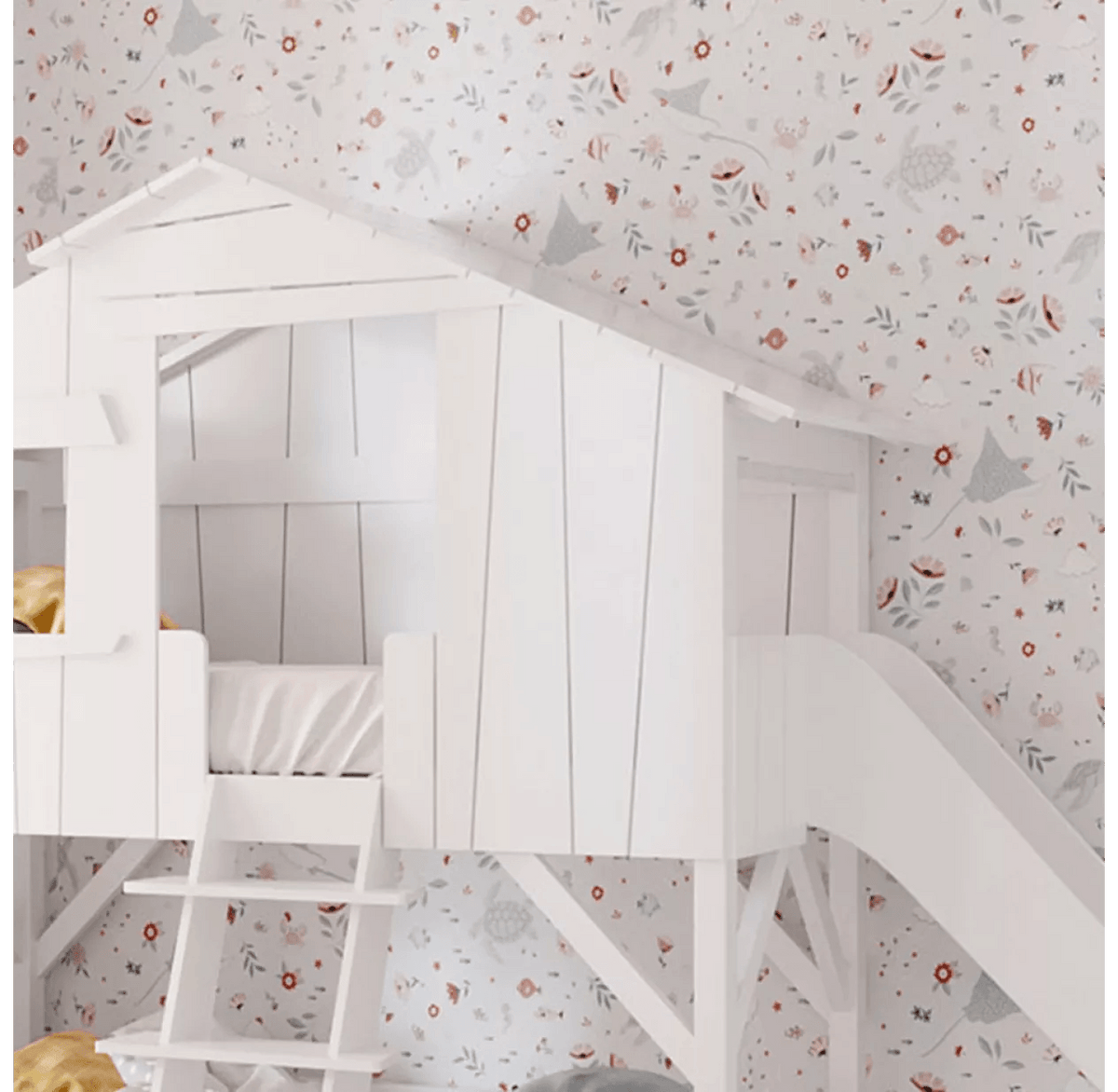 MATHY BY BOLS - Lit Cabane Simple 90 X 190cm & Toboggan Seul (MDF+SAPIN)