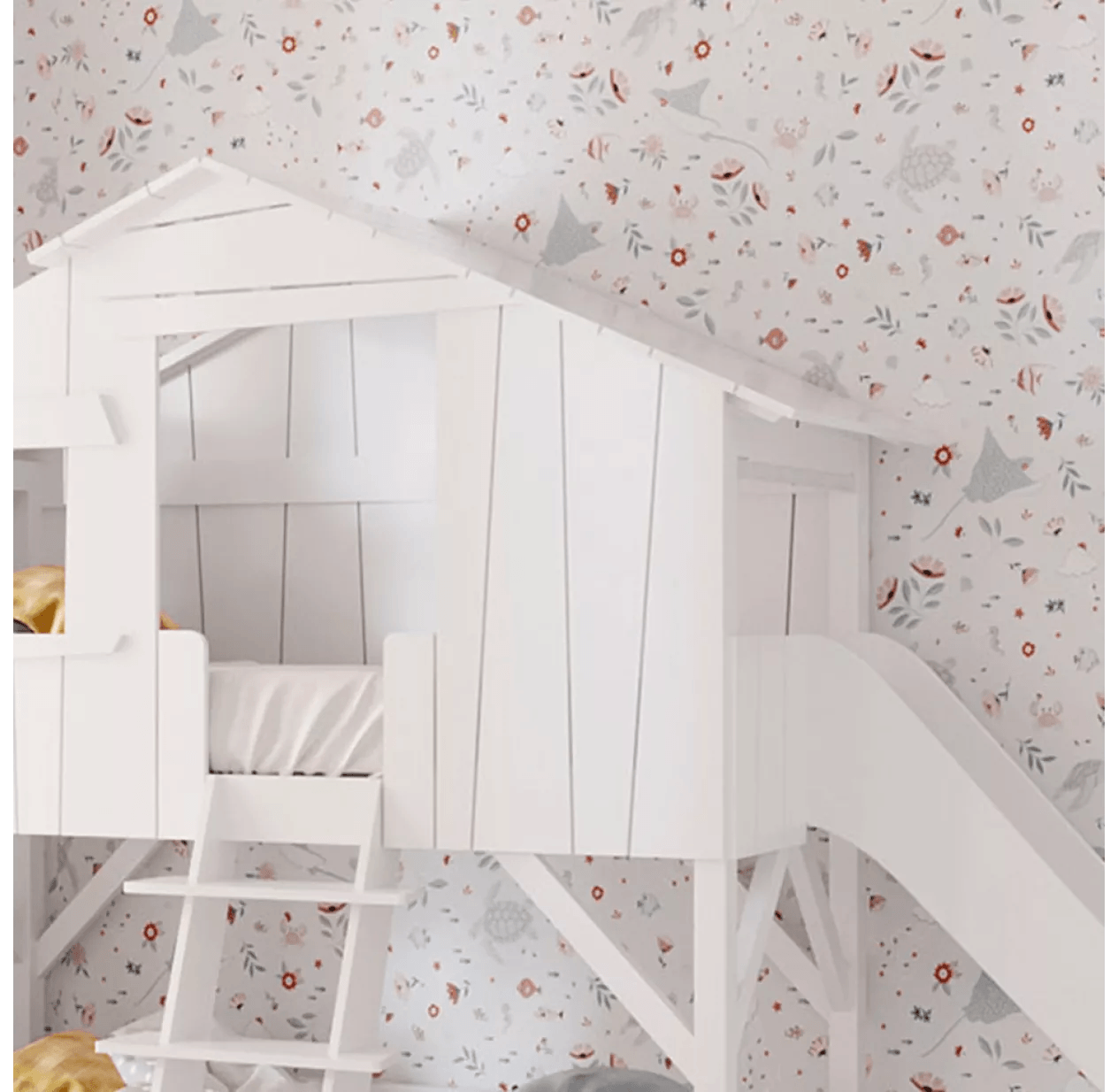 MATHY BY BOLS - Lit Cabane Simple 90 X 190cm & Toboggan Seul (MDF+SAPIN)