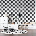 MUNKS & ME - Papier Peint Chambre Enfant à Motif Répété - À Carreaux Billys | Noir