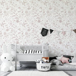 MUNKS & ME - Papier Peint Chambre Enfant à Motif Répété - De Jardin De Papillons | Rose