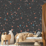 MUNKS & ME - Papier Peint Chambre Enfant à Motif Répété - Terrazzo | Charbon