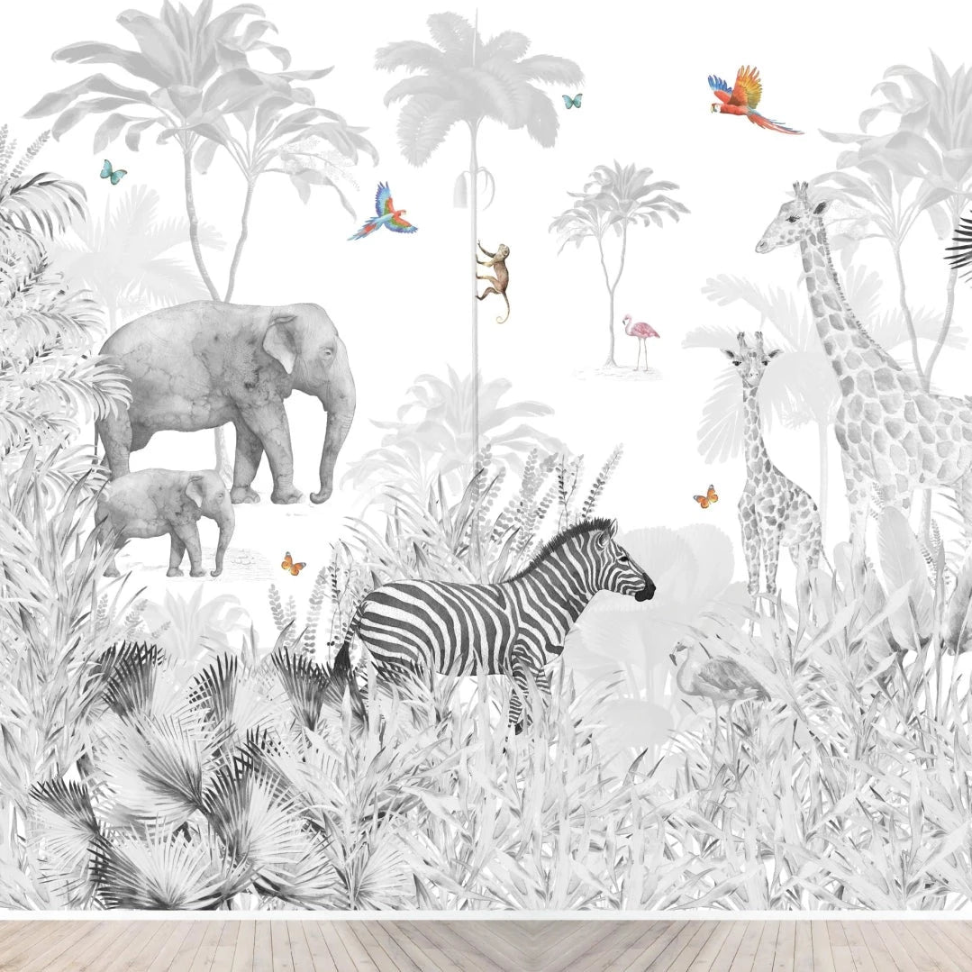 MUNKS & ME - Papier Peint Chambre Enfant Couleur Pop De La Jungle - Monochromes