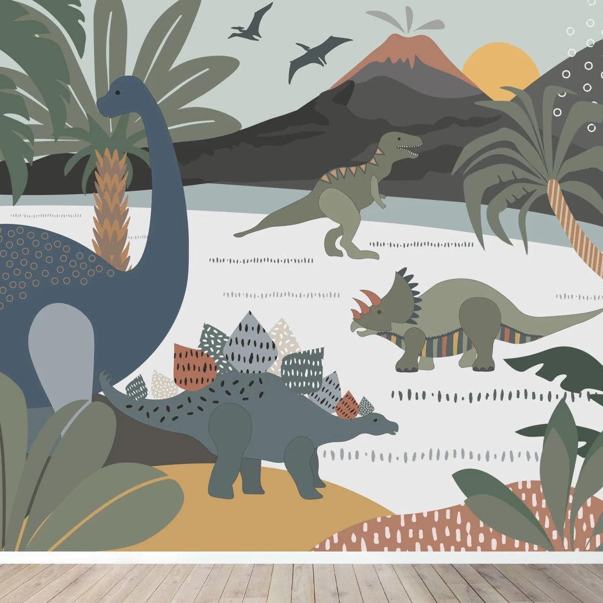 MUNKS & ME - Papier Peint Chambre Enfant Dinosaure Et Amis