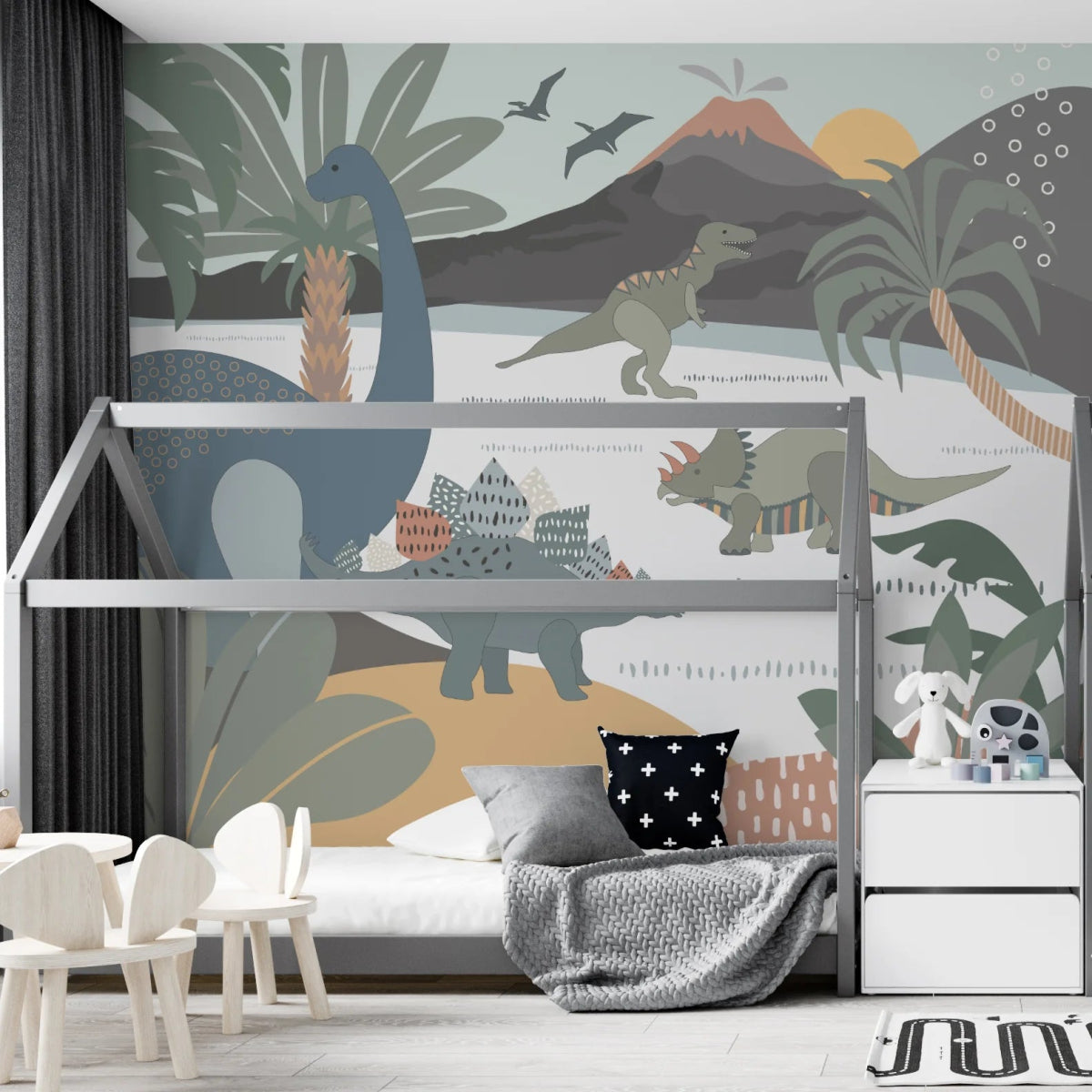 MUNKS & ME - Papier Peint Chambre Enfant Dinosaure Et Amis