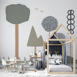 MUNKS & ME - Papier Peint Chambre Enfant Forêt De Bubblegum - Bleu