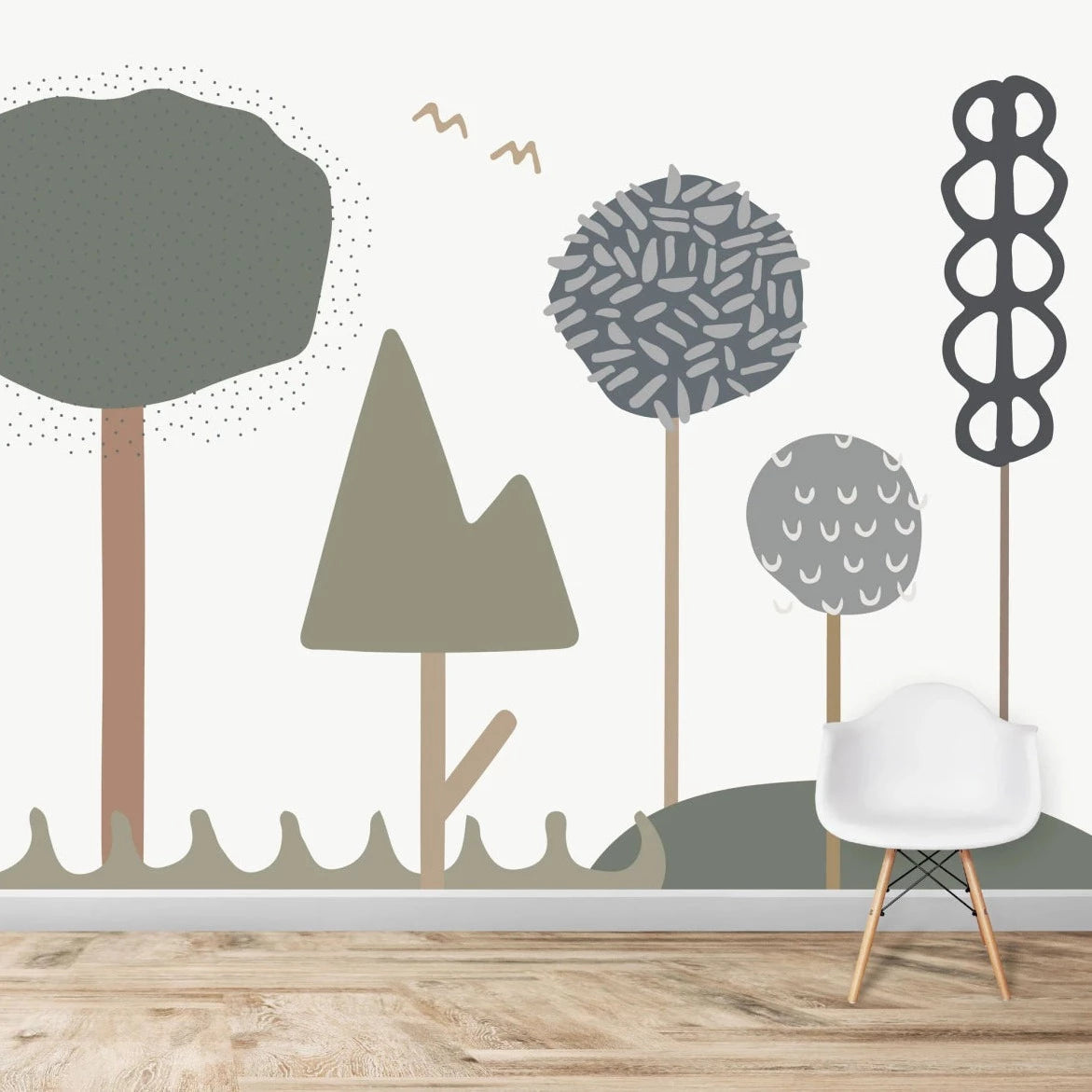 MUNKS & ME - Papier Peint Chambre Enfant Forêt De Bubblegum - Bleu