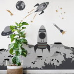 MUNKS & ME - Papier Peint Chambre Enfant Fusée Spatiale