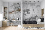 MUNKS & ME - Papier Peint Chambre Enfant Jungle - Monochromes
