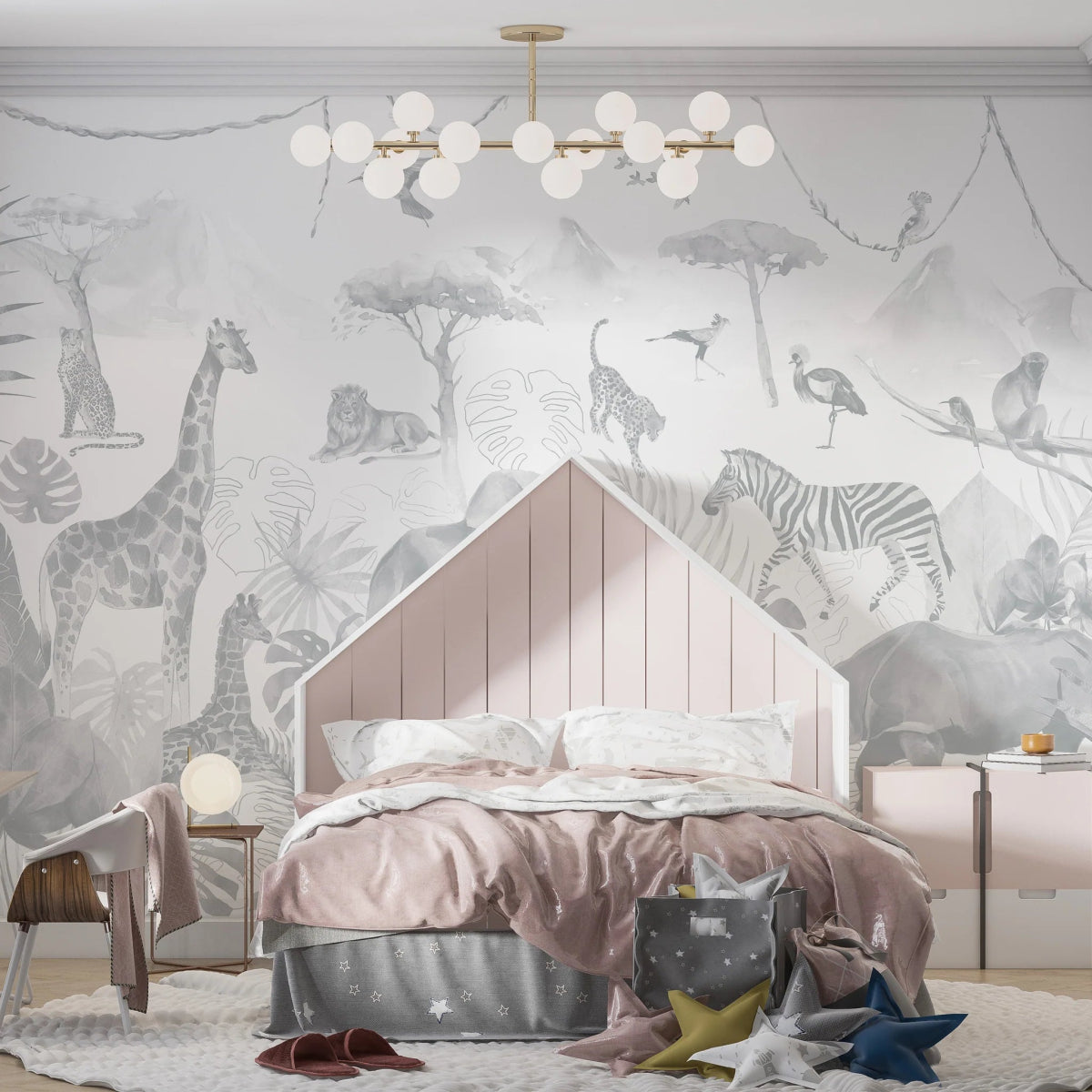 MUNKS & ME - Papier Peint Chambre Enfant Jungle Paradisiaque - Bleu