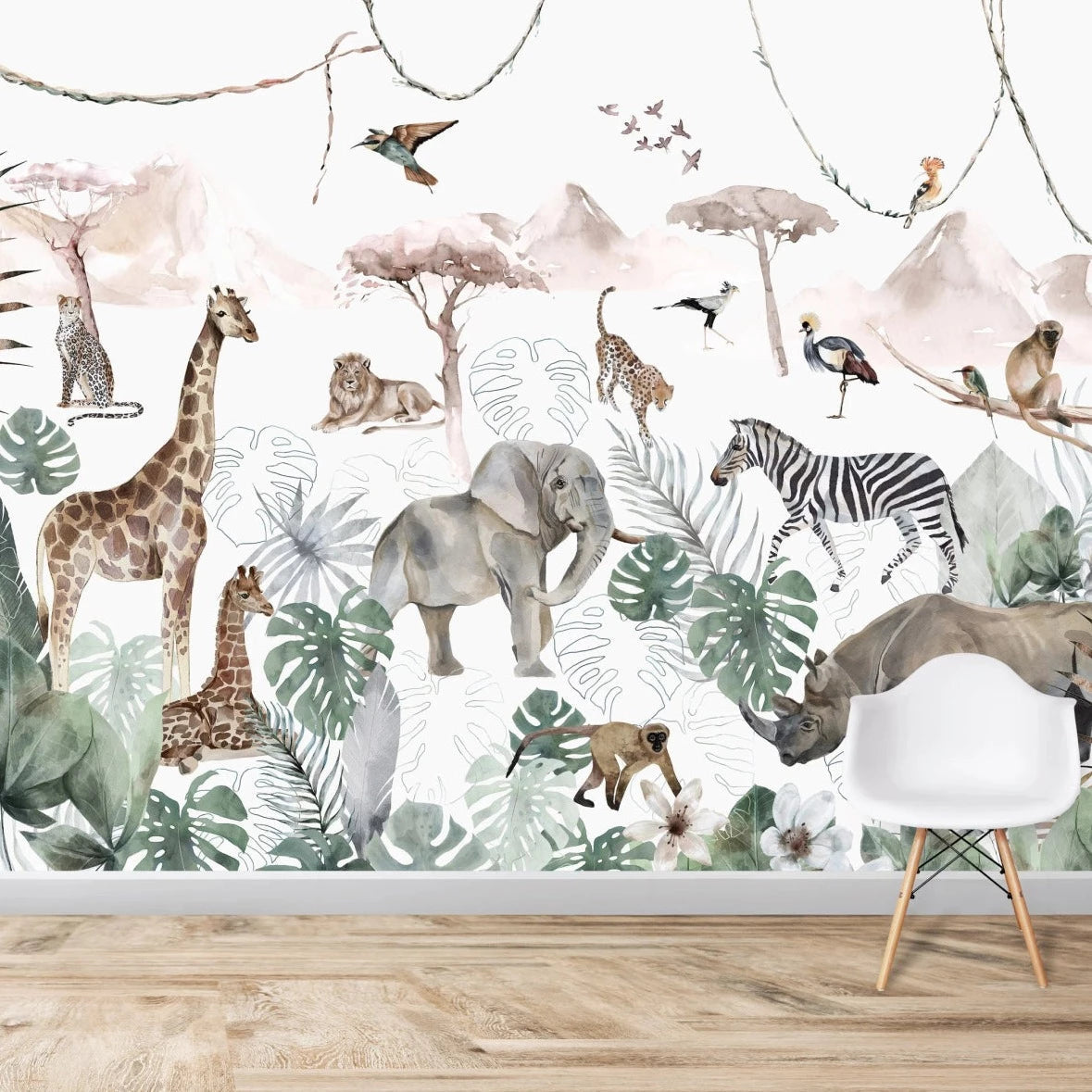 MUNKS & ME - Papier Peint Chambre Enfant Jungle Paradisiaque