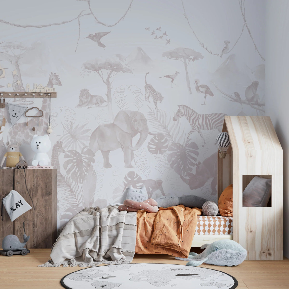 MUNKS & ME - Papier Peint Chambre Enfant Jungle Paradisiaque - Rose