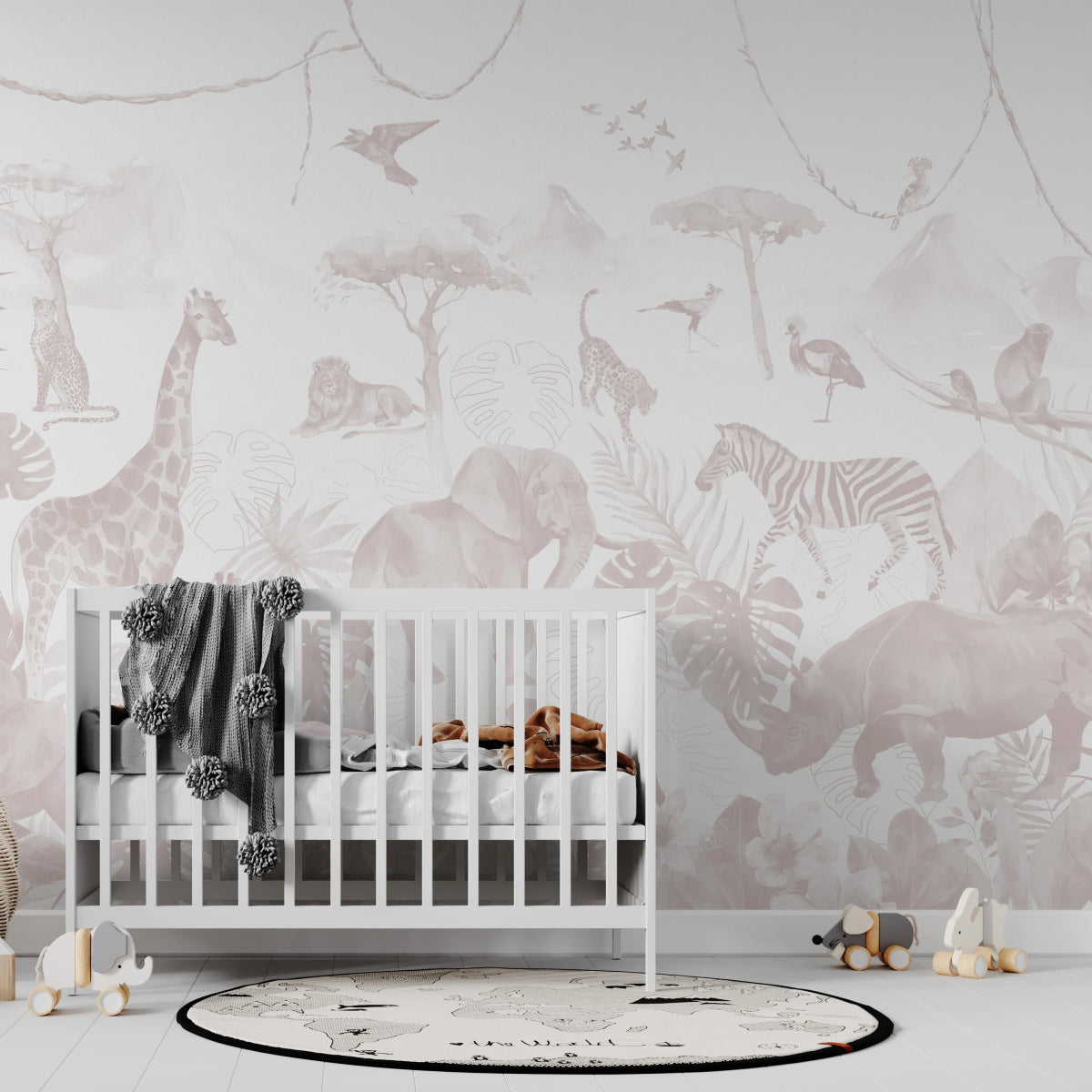 MUNKS & ME - Papier Peint Chambre Enfant Jungle Paradisiaque - Rose
