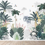 MUNKS & ME - Papier Peint Chambre Enfant Léopard Et Amis Avec Panda Jungle