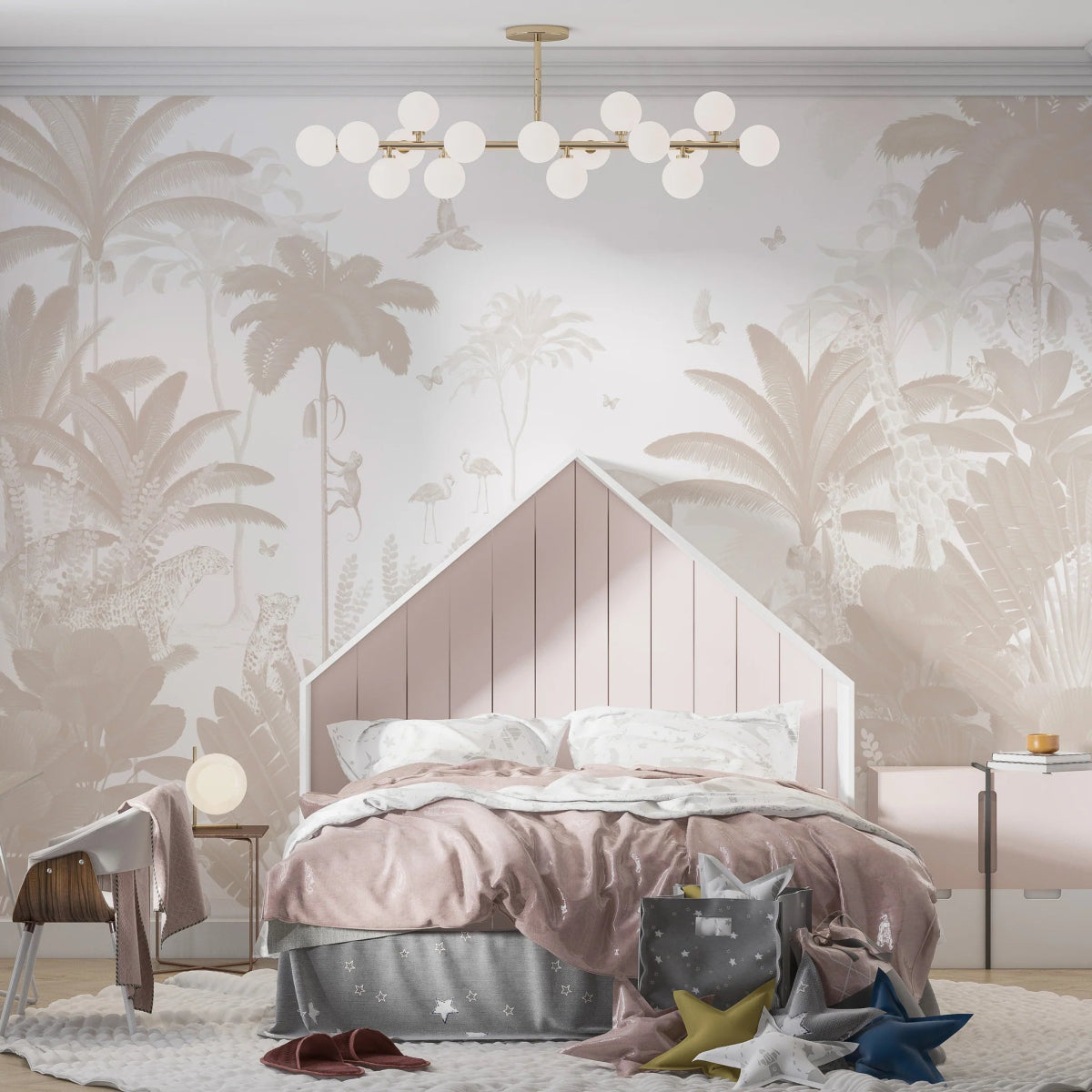 MUNKS & ME - Papier Peint Chambre Enfant Léopard Et Amis - Neutre