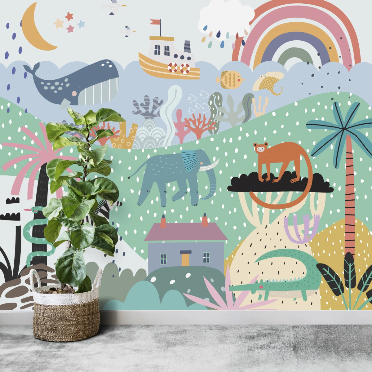 MUNKS & ME - Papier Peint Chambre Enfant Pays Des Merveilles