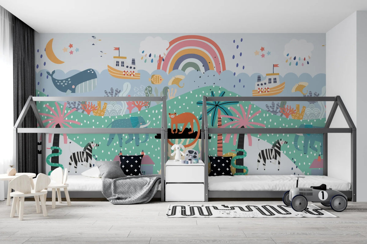 MUNKS & ME - Papier Peint Chambre Enfant Pays Des Merveilles