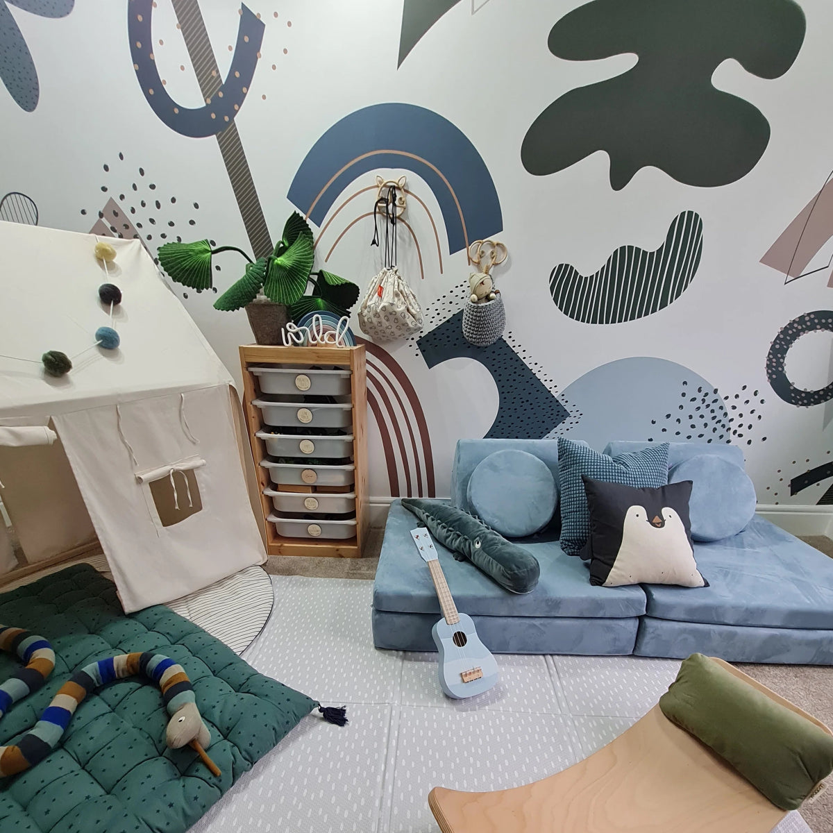 MUNKS & ME - Papier Peint Chambre Enfant Petite Erin Résumé - Bleu