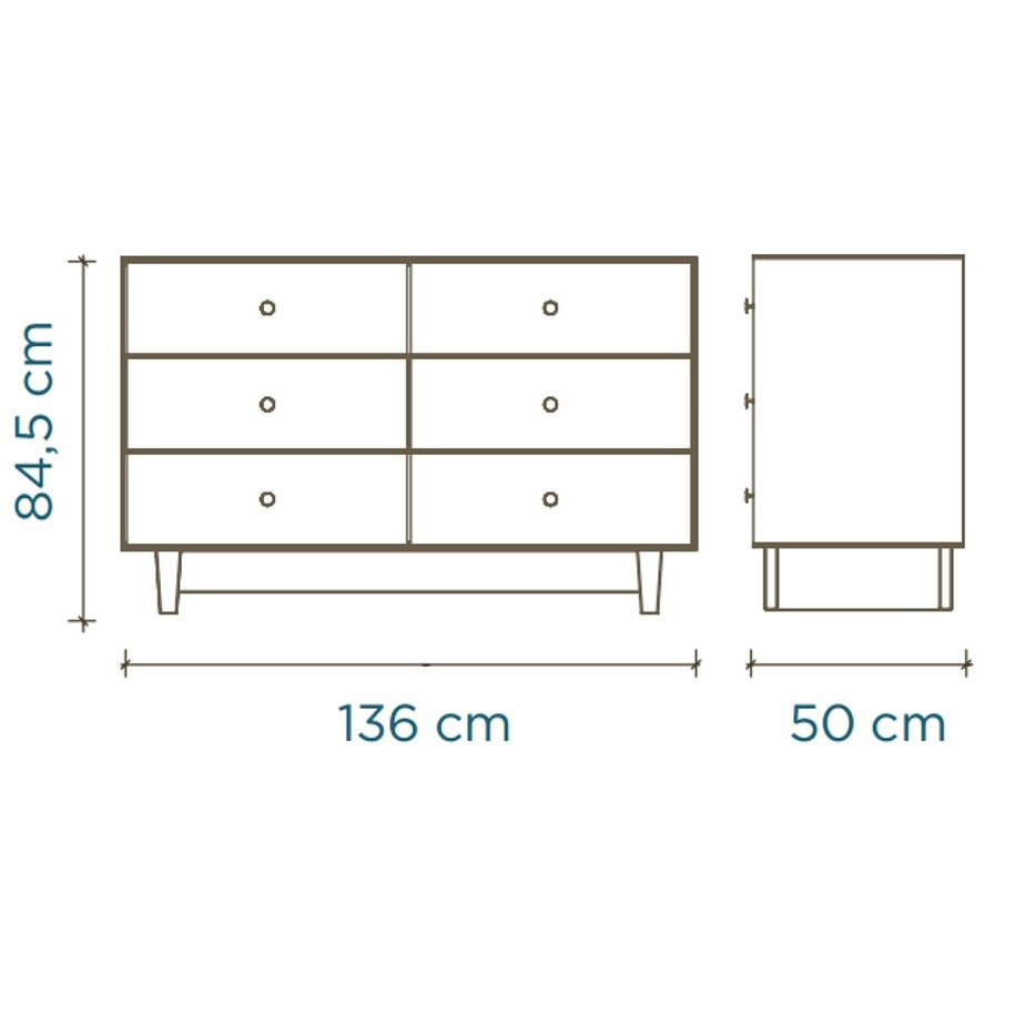 OEUF NYC - Commode Merlin 6 Tiroirs Rhea - Blanc