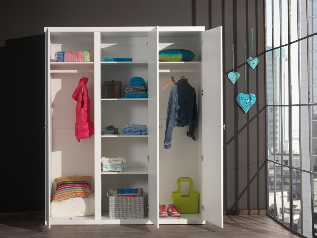 VIPACK - Armoire Robin à 3 Portes Blanc