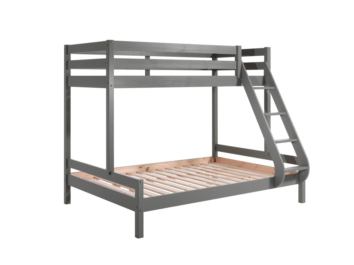 VIPACK - Lit De Famille PINO 140 x 200 cm + 90 x 200 cm Gris