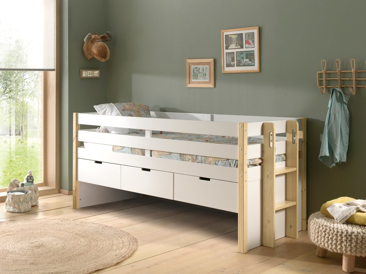 VIPACK - Lit Capitaine(91) MARGRIT 90 X 200 Cm Blanc