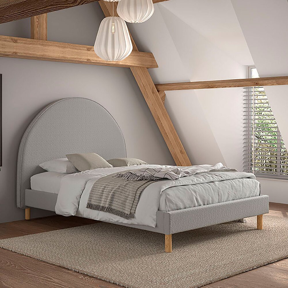 VIPACK - Lit Lune 140 X 200 Cm Gris Boucle