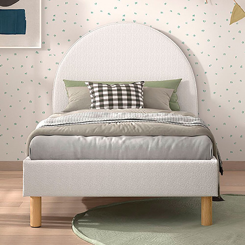 VIPACK - Lit Lune 90 X 200 Cm Blanc Boucle