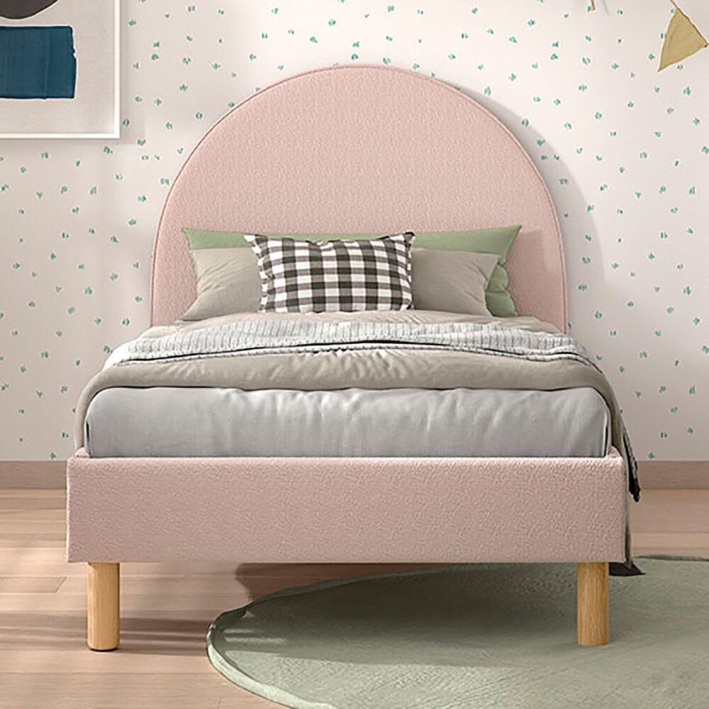 VIPACK - Lit Lune 90 X 200 Cm Rose Boucle