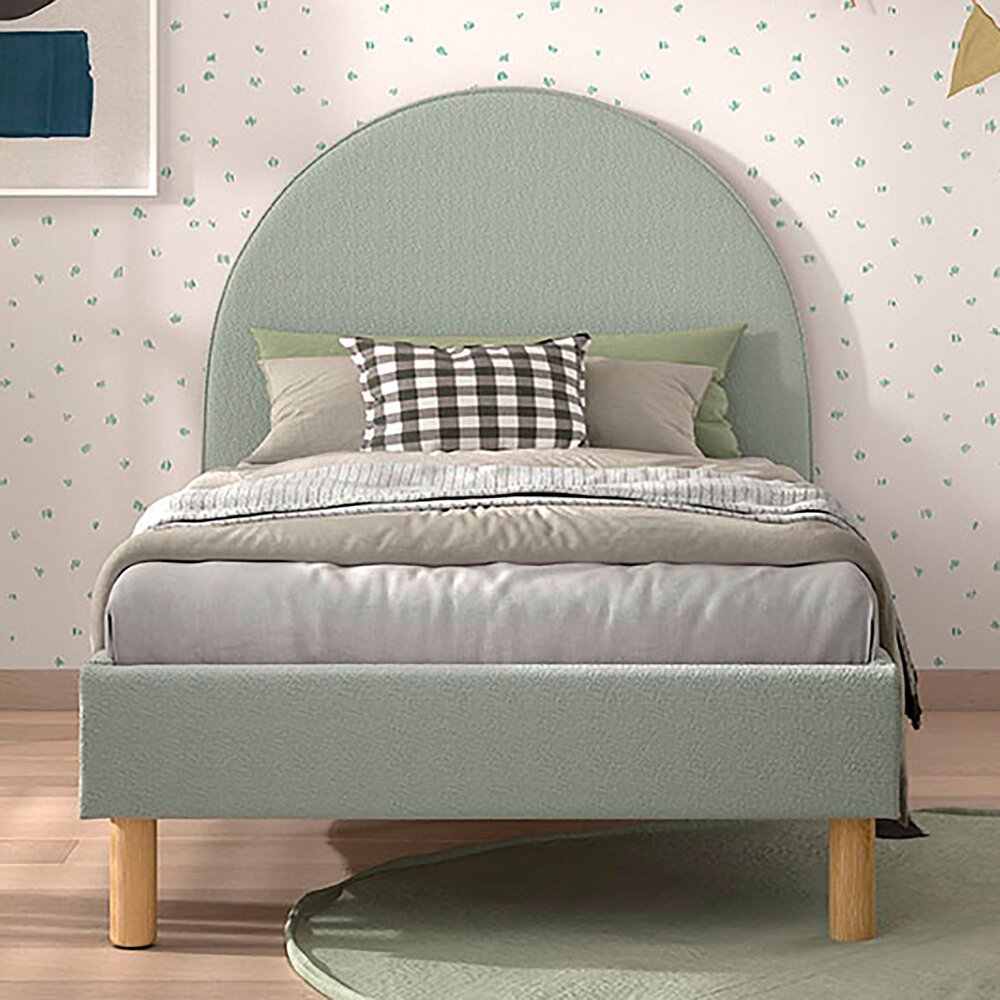 VIPACK - Lit Lune 90 X 200 Cm Vert Boucle
