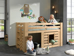 VIPACK - Lit OLIVER Mi - Hauteur - Finition Chêne 90 X 200 Cm