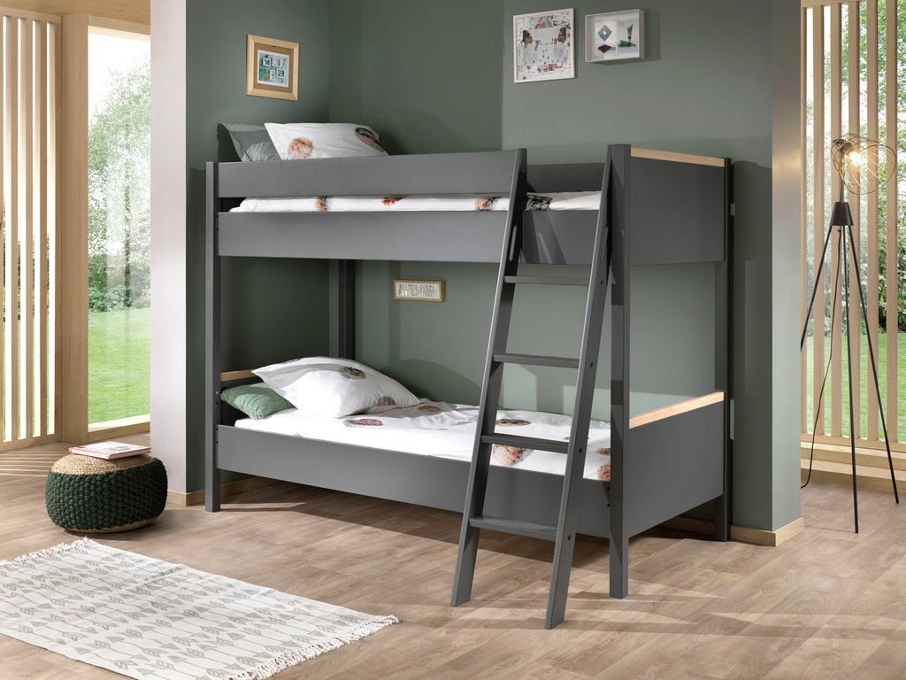 VIPACK - Lit Superposé London Anthracite 90 X 200 Cm