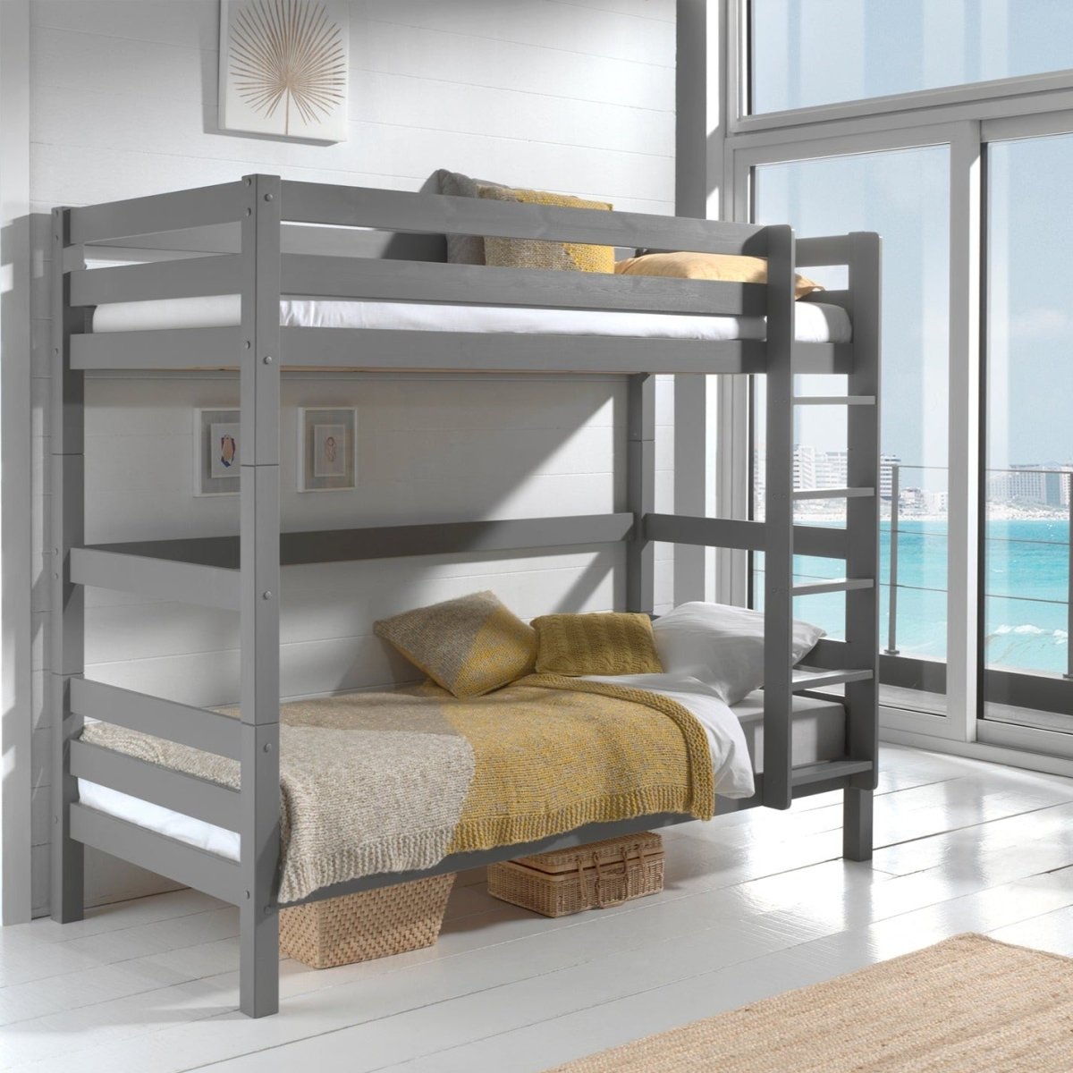 VIPACK - Lit Superposé (H 180cm) PINO 90 X 200 cm Gris