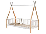 VIPACK - Lit Tipi Avec Barrière & Tiroir Gigogne Naturel 90x200cm