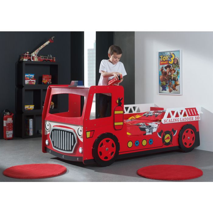 VIPACK - Lit Pompier 90 X 200 Cm Rouge