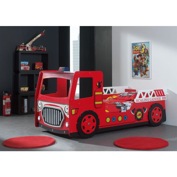 VIPACK - Lit Pompier 90 X 200 Cm Rouge