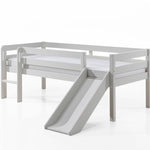 VIPACK - Lit Mi - Hauteur (H 85cm) PINO Avec Toboggan 90 x 200 cm Blanc